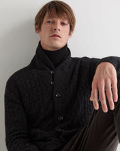 Load image into Gallery viewer, N.Peal Men's Garrick Shawl Cable Cashmere Cardigan Charcoal Grey Melange