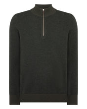 Load image into Gallery viewer, N.Peal Men's Temple Jacquard Half Zip Cashmere Jumper Arabica Khaki Green