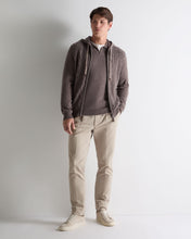 Load image into Gallery viewer, N.Peal Men's Fulham Cable Zip Cashmere Hoodie Otter Brown
