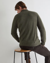 Load image into Gallery viewer, N.Peal Men's Ribbed Half Zip Cashmere Jumper Moss Green
