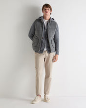 Load image into Gallery viewer, N.Peal Men's Ribbed Zip Through Cashmere Hoodie Grey Melange
