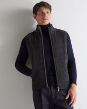 Load image into Gallery viewer, N.Peal Men's Padded Fur Trim Cashmere Gilet Deep Charcoal Grey