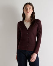 Load image into Gallery viewer, N.Peal Women's Mia Superfine Cashmere V Neck Cardigan Claret Red