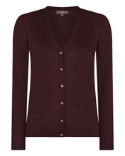 Load image into Gallery viewer, N.Peal Women's Mia Superfine Cashmere V Neck Cardigan Claret Red