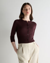 Load image into Gallery viewer, N.Peal Women's Darcie Superfine Cashmere Cropped Cardigan Claret Red