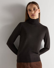Load image into Gallery viewer, N.Peal Women's Margot Superfine Cashmere Roll Neck Jumper Chocolate Brown