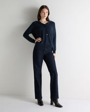 Load image into Gallery viewer, N.Peal Women's Maya Metal Trim Cashmere Hoodie Indigo Blue