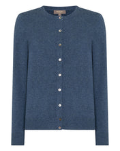 Load image into Gallery viewer, N.Peal Women's Olivia Round Neck Cashmere Cardigan Light Denim Blue