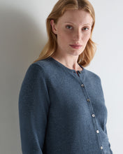 Load image into Gallery viewer, N.Peal Women's Olivia Round Neck Cashmere Cardigan Light Denim Blue