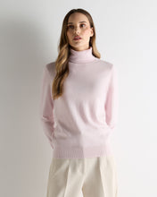 Load image into Gallery viewer, N.Peal Women's Luna Roll Neck Cashmere Jumper Chalk Pink