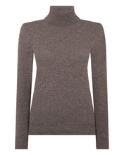 Load image into Gallery viewer, N.Peal Women's Luna Roll Neck Cashmere Jumper Otter Brown