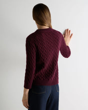 Load image into Gallery viewer, N.Peal Women's Emilia Cable Round Neck Cashmere Jumper Bordeaux Red