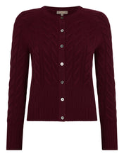 Load image into Gallery viewer, N.Peal Women's Myla Cable Cashmere Cardigan Bordeaux Red