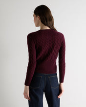 Load image into Gallery viewer, N.Peal Women's Myla Cable Cashmere Cardigan Bordeaux Red
