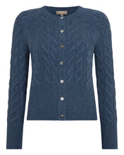 Load image into Gallery viewer, N.Peal Women's Myla Cable Cashmere Cardigan Light Denim Blue
