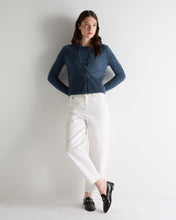 Load image into Gallery viewer, N.Peal Women's Myla Cable Cashmere Cardigan Light Denim Blue