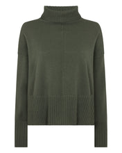 Load image into Gallery viewer, N.Peal Women's Mollie Metal Roll Neck Cashmere Jumper Army Green