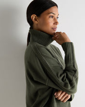 Load image into Gallery viewer, N.Peal Women's Mollie Metal Roll Neck Cashmere Jumper Army Green