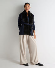 Load image into Gallery viewer, N.Peal Women's Ruby Herringbone Fur Cardigan Navy Blue