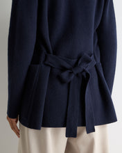 Load image into Gallery viewer, N.Peal Women's Ruby Herringbone Fur Cardigan Navy Blue