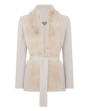 Load image into Gallery viewer, N.Peal Women's Ruby Herringbone Fur Cardigan Snow Grey