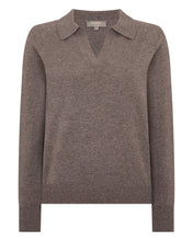 Load image into Gallery viewer, N.Peal Women's Harriet Cashmere Polo Shirt Otter Brown