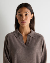 Load image into Gallery viewer, N.Peal Women's Harriet Cashmere Polo Shirt Otter Brown