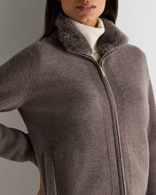 Load image into Gallery viewer, N.Peal Women's Honeycomb Full Zip Cashmere Jumper With Fur Trim Otter Brown