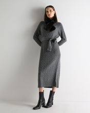 Load image into Gallery viewer, N.Peal Women's Longline Cable Cashmere Dress Elephant Grey