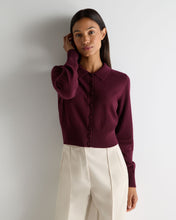 Load image into Gallery viewer, N.Peal Women's Thea Collared Cashmere Cardigan Bordeaux Red