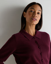 Load image into Gallery viewer, N.Peal Women's Thea Collared Cashmere Cardigan Bordeaux Red