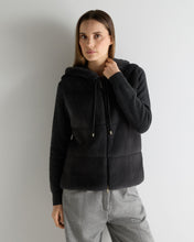 Load image into Gallery viewer, N.Peal Women's Honeycomb Fur Trim Cashmere Hoodie Deep Charcoal Grey