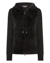 Load image into Gallery viewer, N.Peal Women's Honeycomb Fur Trim Cashmere Hoodie Deep Charcoal Grey