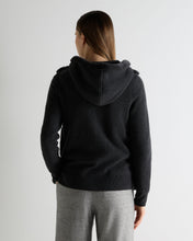Load image into Gallery viewer, N.Peal Women's Honeycomb Fur Trim Cashmere Hoodie Deep Charcoal Grey