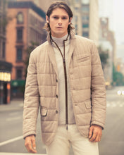Load image into Gallery viewer, N.Peal Men's Shaftsbury Suede Trim Cashmere Gilet Sand Brown