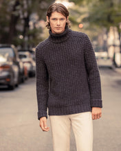Load image into Gallery viewer, N.Peal Men's Chunky Moss Stitch Roll Neck Cashmere Jumper Granite