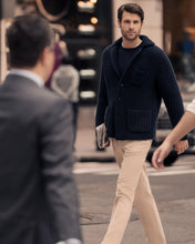 Load image into Gallery viewer, N.Peal Men's Chunky Moss Stitch Cashmere Blazer Navy Blu