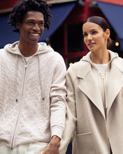 Load image into Gallery viewer, N.Peal Women's Longline Woven Coat Ecru White