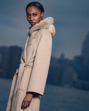 Load image into Gallery viewer, N.Peal Women's Longline Woven Coat Ecru White