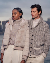 Load image into Gallery viewer, N.Peal Men's Marl Kensington Cashmere Cardigan Ecru White