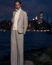 Load image into Gallery viewer, N.Peal Women's Chloe Herringbone Single Breasted Jacket Grey