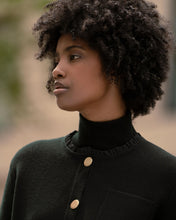 Load image into Gallery viewer, N.Peal Women's Ruffle Collar Cashmere Jacket Black