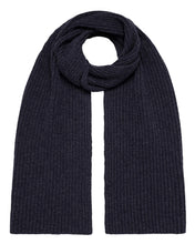 Load image into Gallery viewer, N.Peal Unisex Short Ribbed Cashmere Scarf Navy Blue