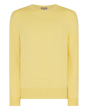 Load image into Gallery viewer, N.Peal Men's Oxford Round Neck Cashmere Jumper Citrine Yellow