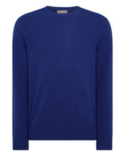 Load image into Gallery viewer, N.Peal Men's Oxford Round Neck Cashmere Jumper Sapphire Blue