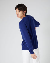Load image into Gallery viewer, N.Peal Men's Oxford Round Neck Cashmere Jumper Sapphire Blue