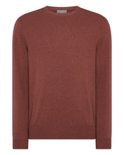 Load image into Gallery viewer, N.Peal Men's Oxford Round Neck Cashmere Jumper Terracotta Brown