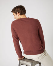Load image into Gallery viewer, N.Peal Men's Oxford Round Neck Cashmere Jumper Terracotta Brown