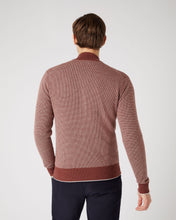 Load image into Gallery viewer, N.Peal Men's Knightsbridge Birdseye Full Zip Cashmere Jumper Terracotta Brown