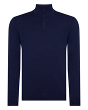 Load image into Gallery viewer, N.Peal Men's Regent Fine Gauge Cashmere Half Zip Jumper Prussian Blue